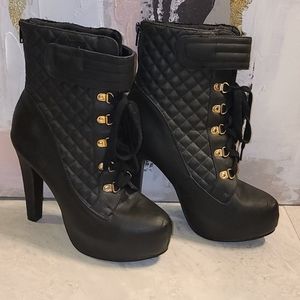 Black and Gold Quilted Bootie